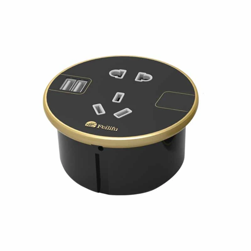 Ynbêde Round Desktop Power Grommet mei 2 Usb Charger Port