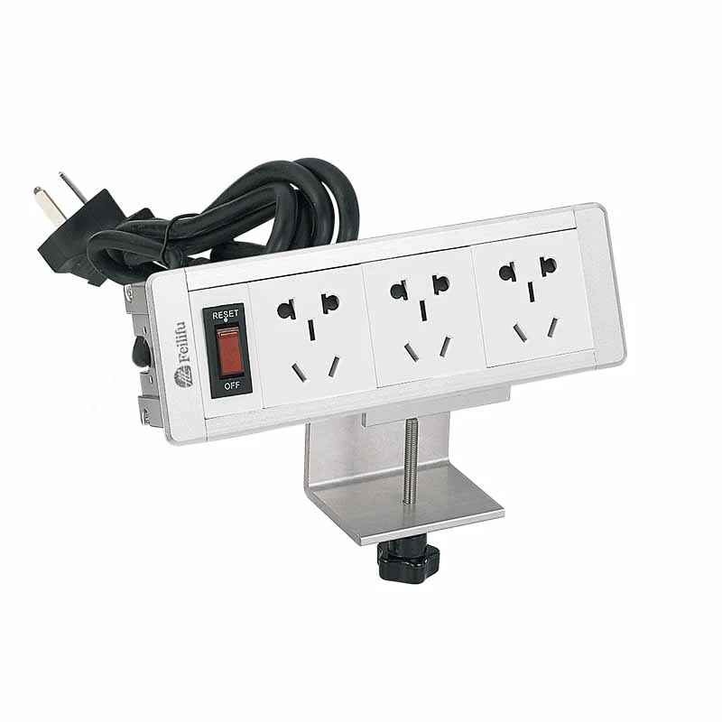 Útnimbere Clamp Mount Table Power Strip Socket mei beugel